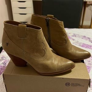 Frye leather cowgirl boots.